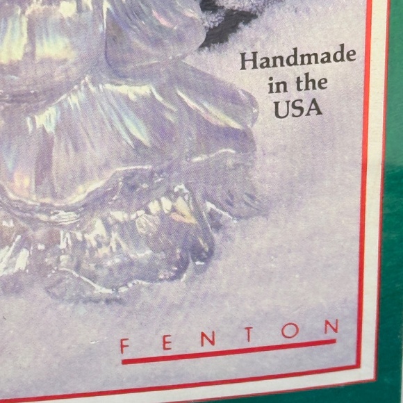 Fenton Art Glass Iridescent Christmas Tree w Gold Partridge Bird 6.25" Boxed - Picture 2 of 10